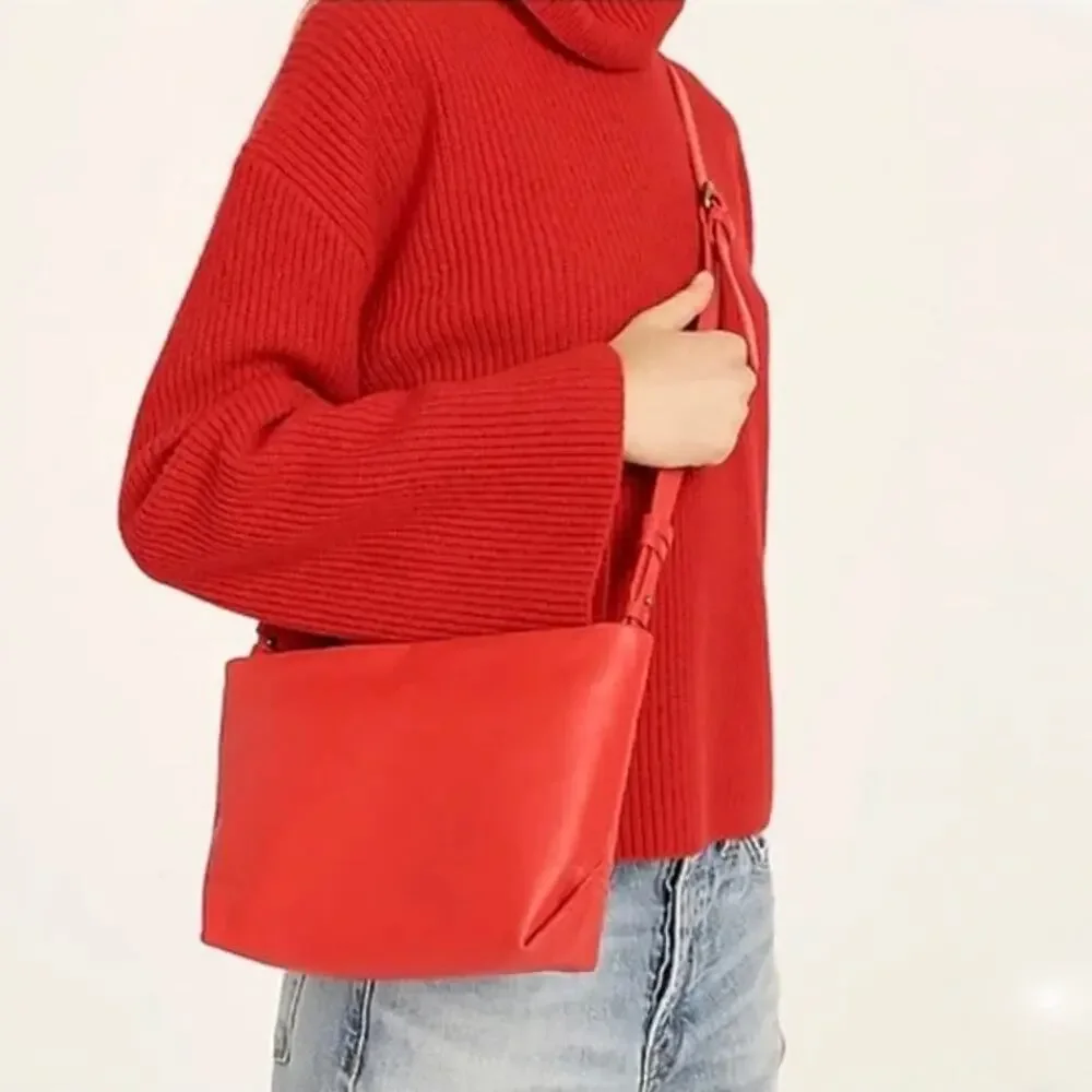 J.Crew Oslo Soft Leather Crossbody Bag Adjustable Strap Holiday Red